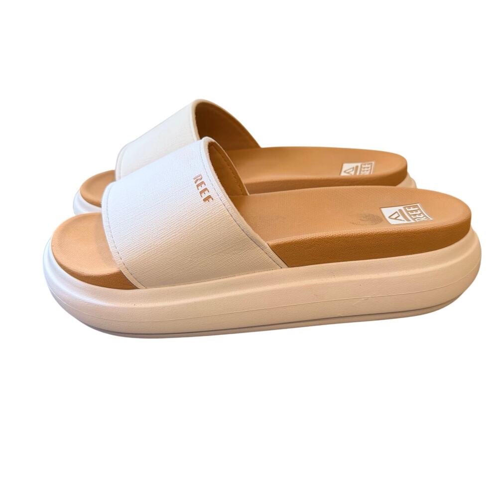REEF Cushion Bondi Bay White Platform Slip On Slide Sandals Womens Size 10 Shoes